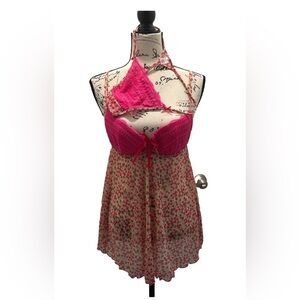 Vintage Victoria's Secret Pink Floral Nightie Set